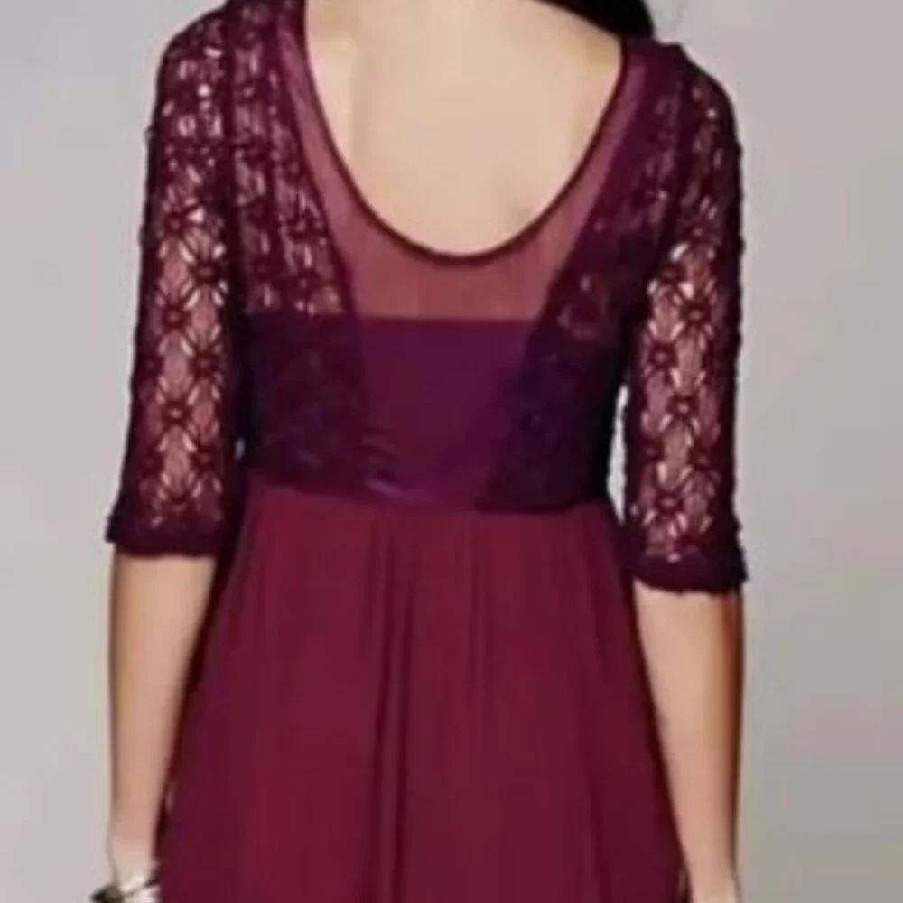 Free People Lonesome Dove Hi Lo Lace Dress in Plum Misses Size 0